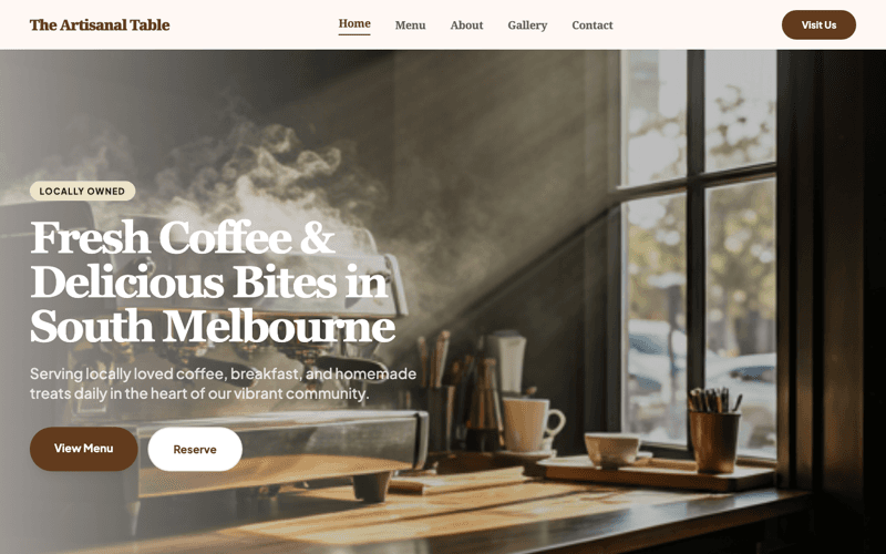 Cafe / Bakery website preview